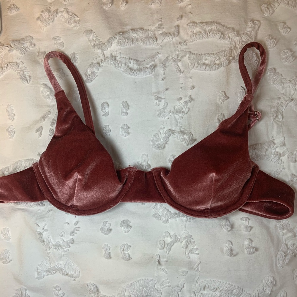 Pink velvet swim top